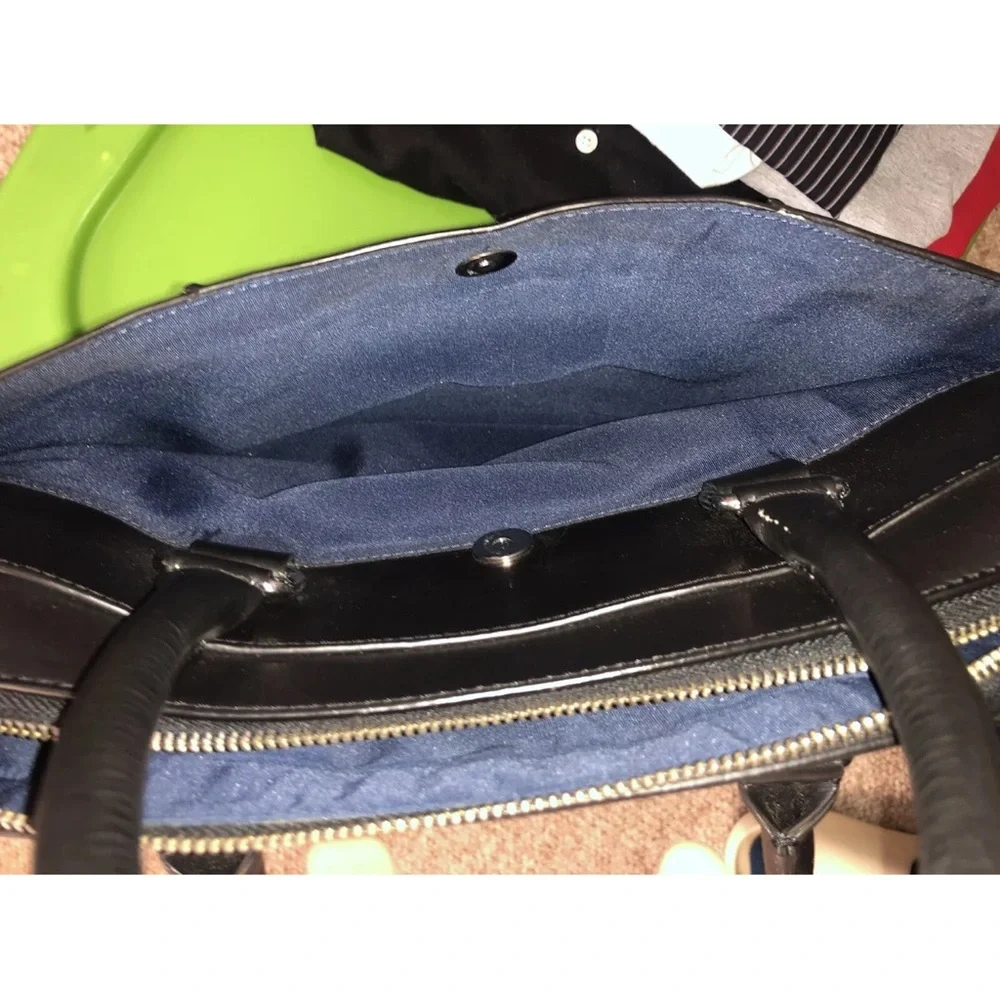 Cole Haan McKinney Genuine Leather Laptop Briefcase Messenger Bag, Black